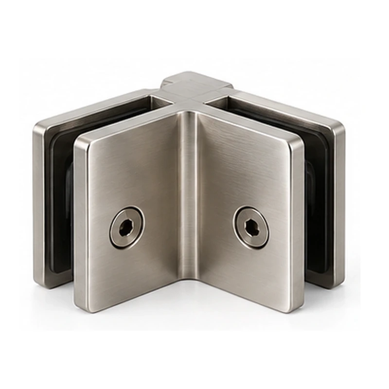 Satin corner glass clamp