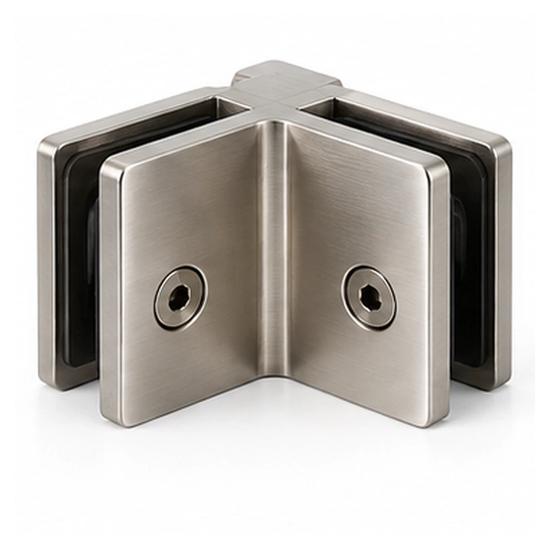 Satin corner glass clamp